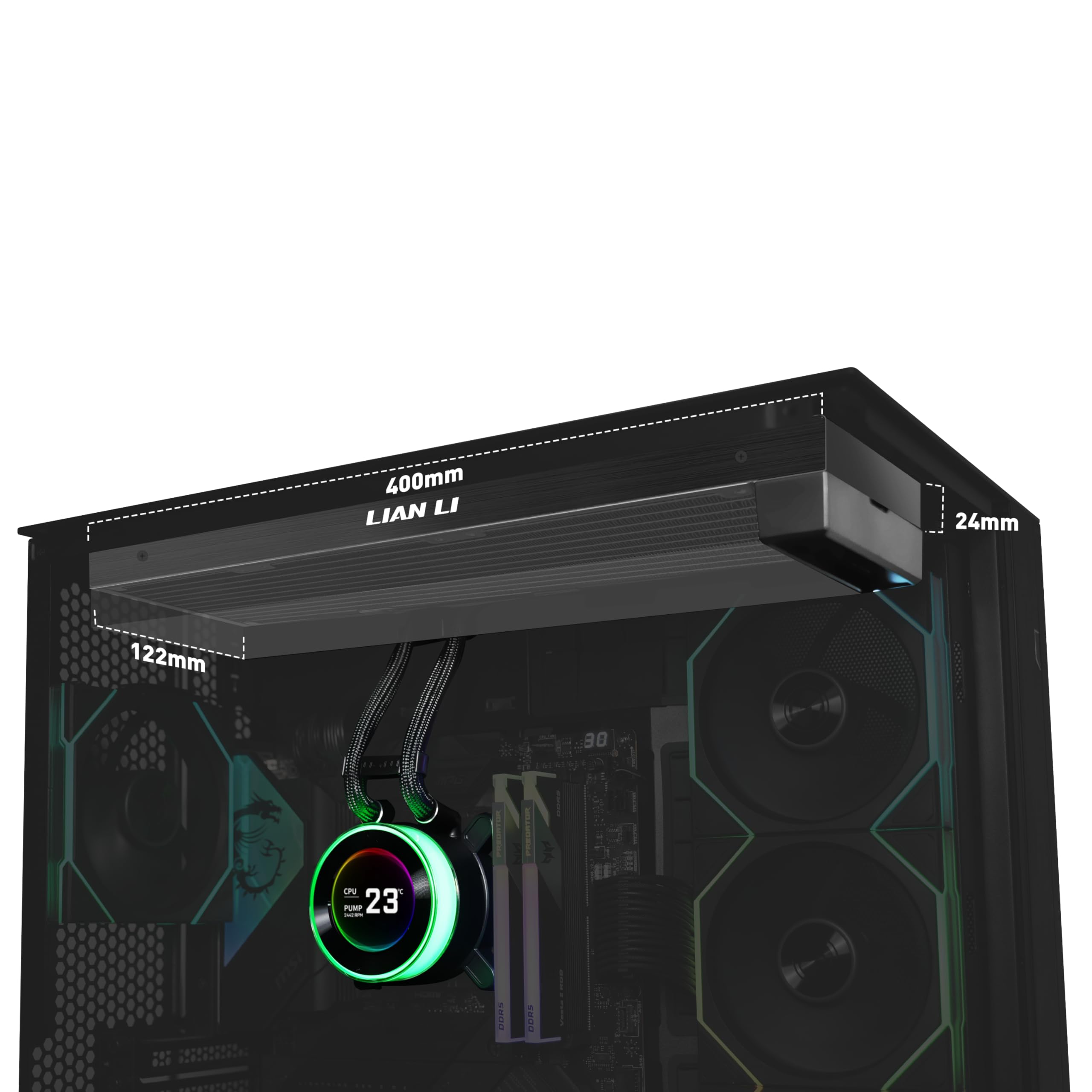 Lian Li Hydroshift II-C 360 Liquid CPU Cooler - Flexible Slide-Tube Clamp Coolant Pathway - 2.1” IPS LCD Screen - 3 Control Mode - Fits Most PC Fans - LGA 1851/1700, AMD AM5/AM4 - Black (HS2LCD36B) - Image 3