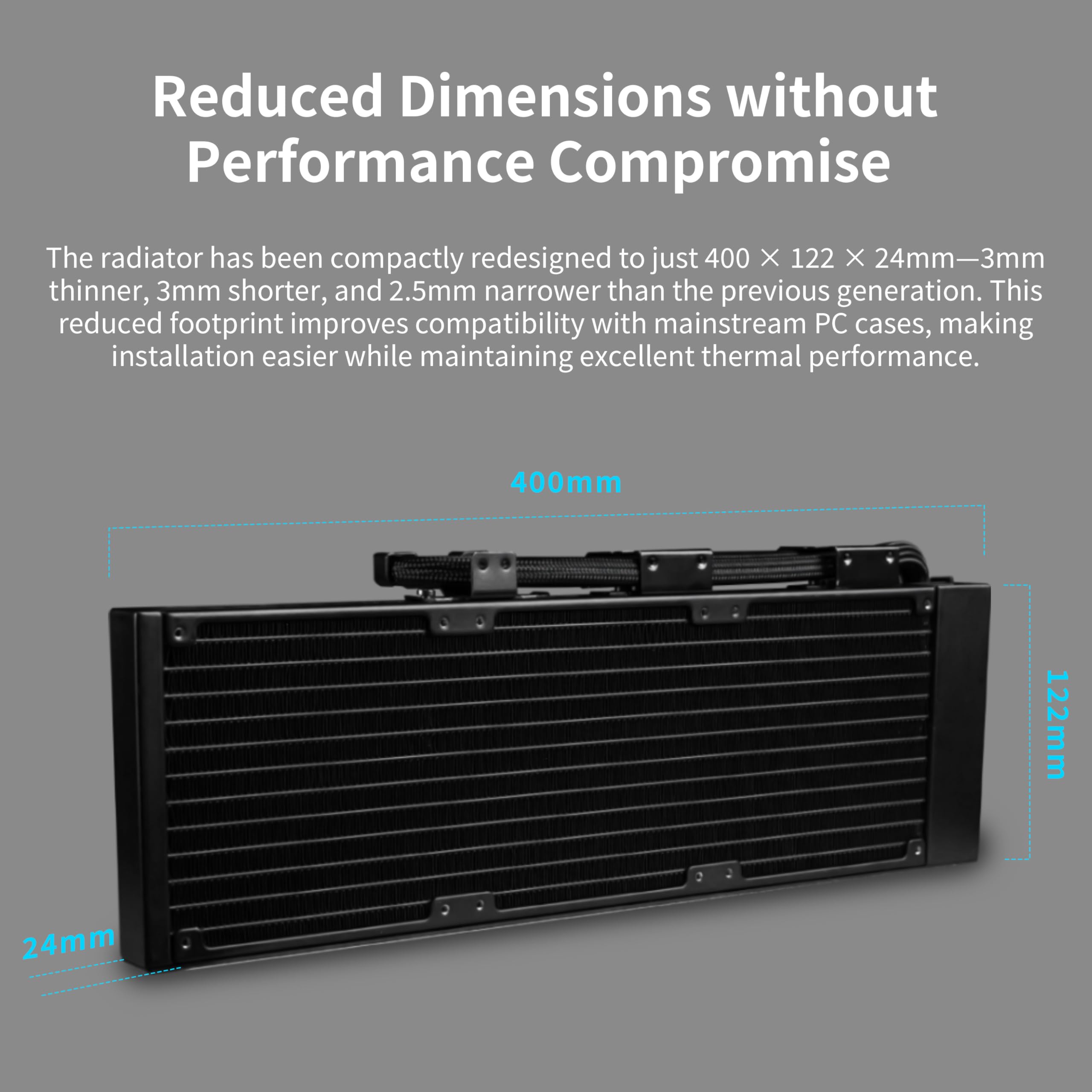 Lian Li Hydroshift II-C 360 Liquid CPU Cooler - Flexible Slide-Tube Clamp Coolant Pathway - 2.1” IPS LCD Screen - 3 Control Mode - Fits Most PC Fans - LGA 1851/1700, AMD AM5/AM4 - Black (HS2LCD36B) - Image 4